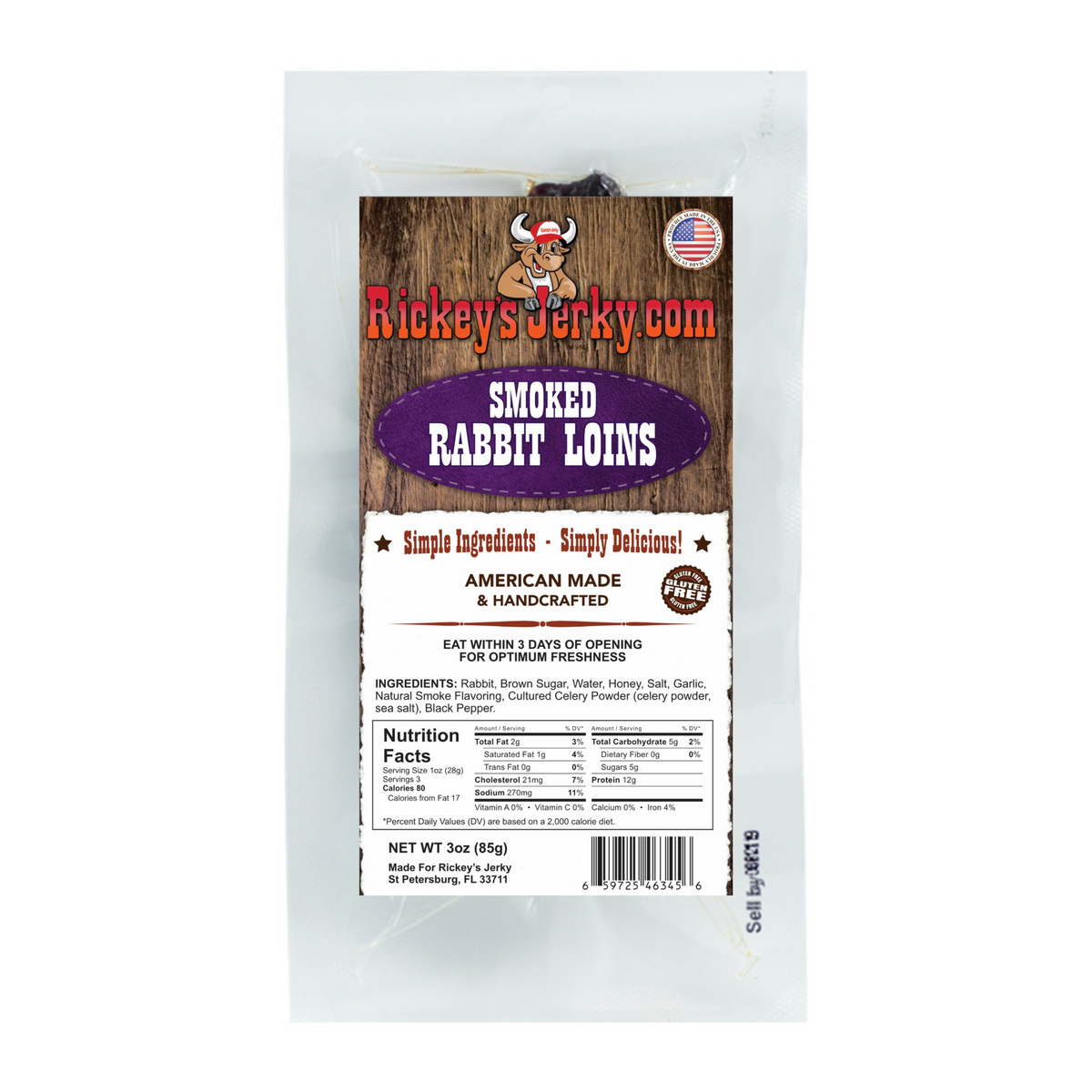 Smoked Rabbit Loins Rickey's Jerky